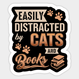 Easily Distracted Cats And Books Sticker